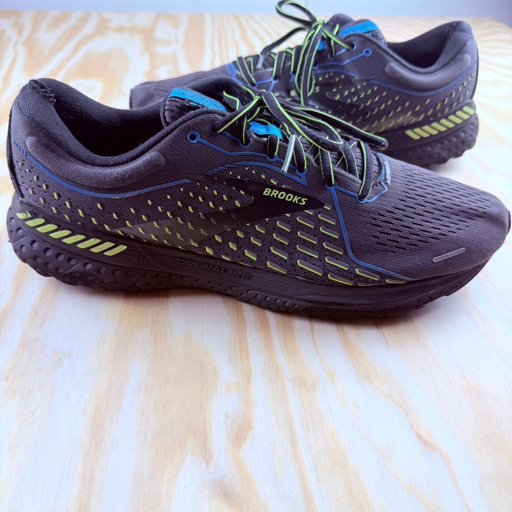 Brooks Adrenaline GTS 21 Mens Running Shoes Grey Blue Lime 1103491D017 Size 11